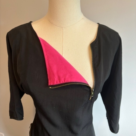 Sunday + Noise, Women's Black & Pink, Zipper detail, 3/4 Sleeve Tunic, SZ SM - Picture 3 of 8